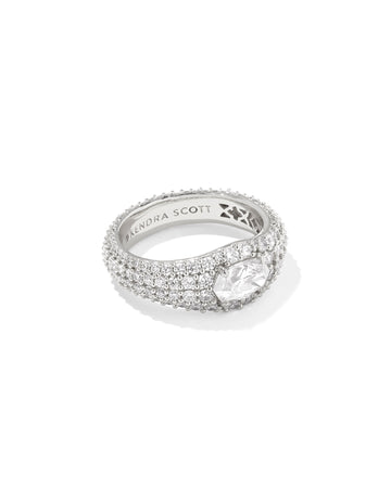 KENDRA SCOTT- Bella Rhodium Band Ring in White CZ
